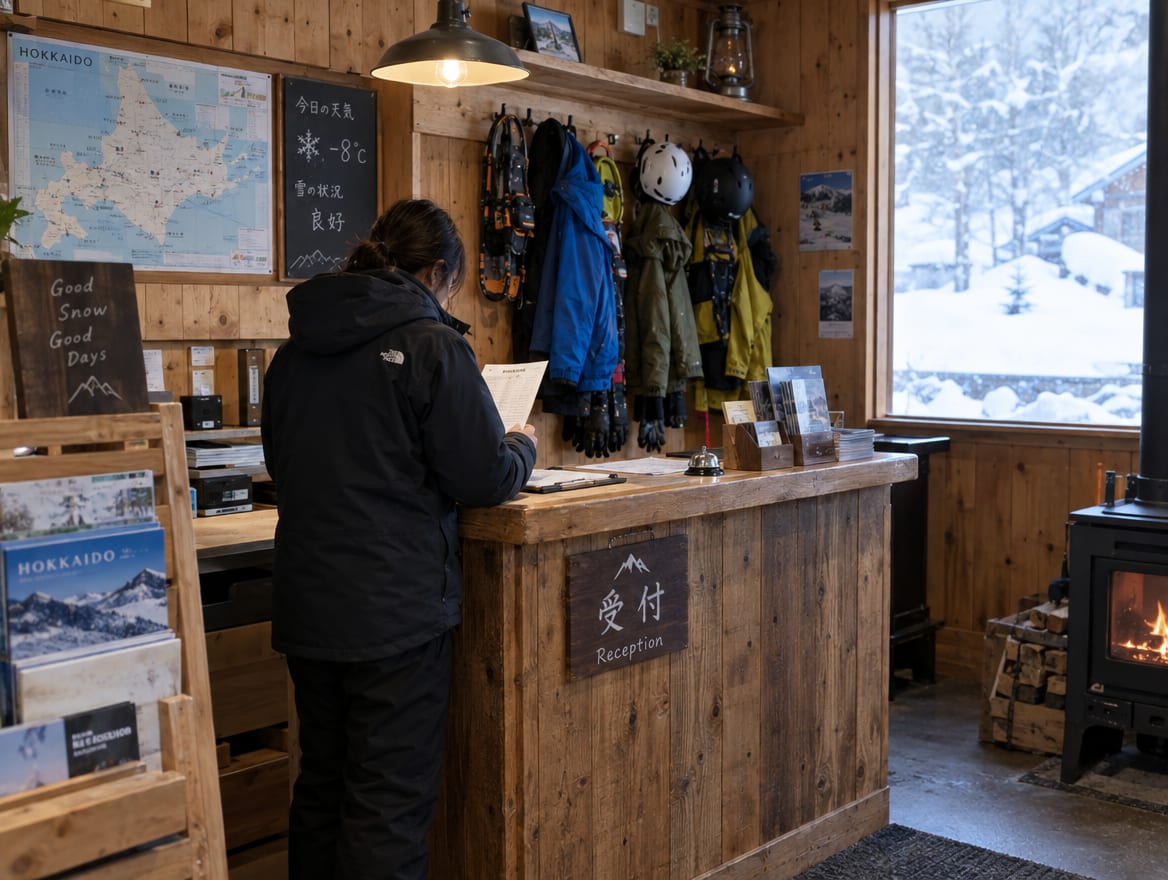 Reception at the lodge counter