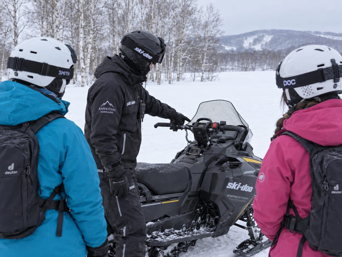 Pre-ride briefing: guide explaining the handlebar controls